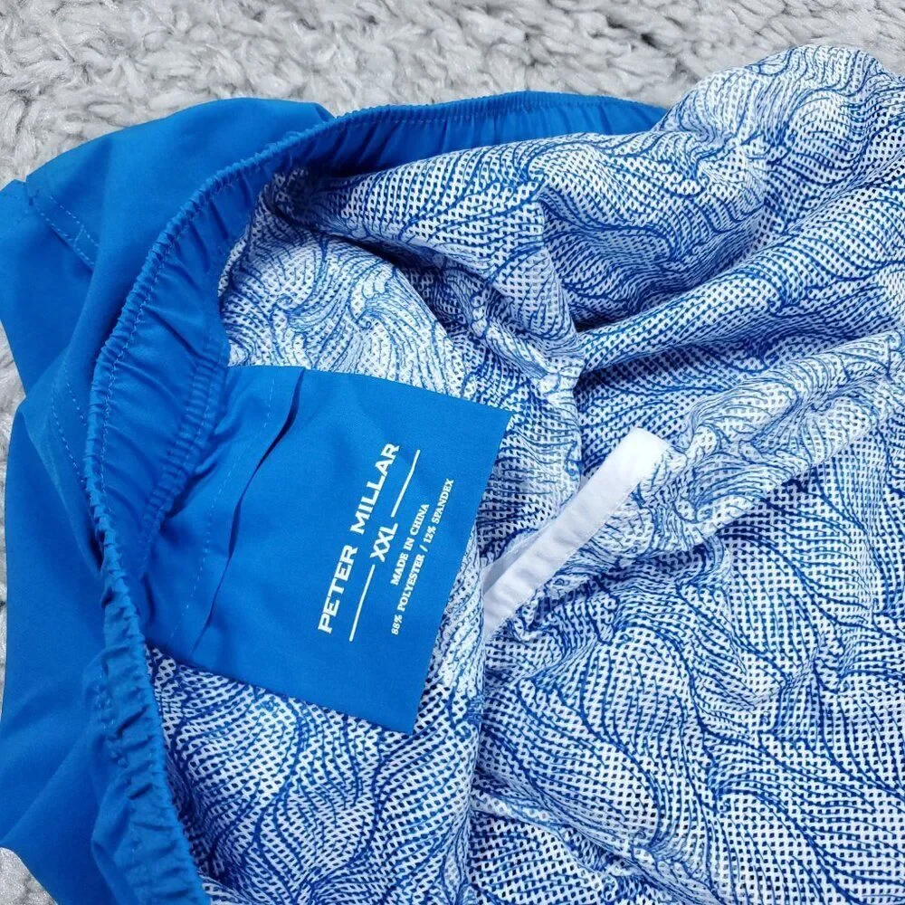 Peter Millar Men's Crown Magic Print Swim Trunks Royal Blue Size XXL
